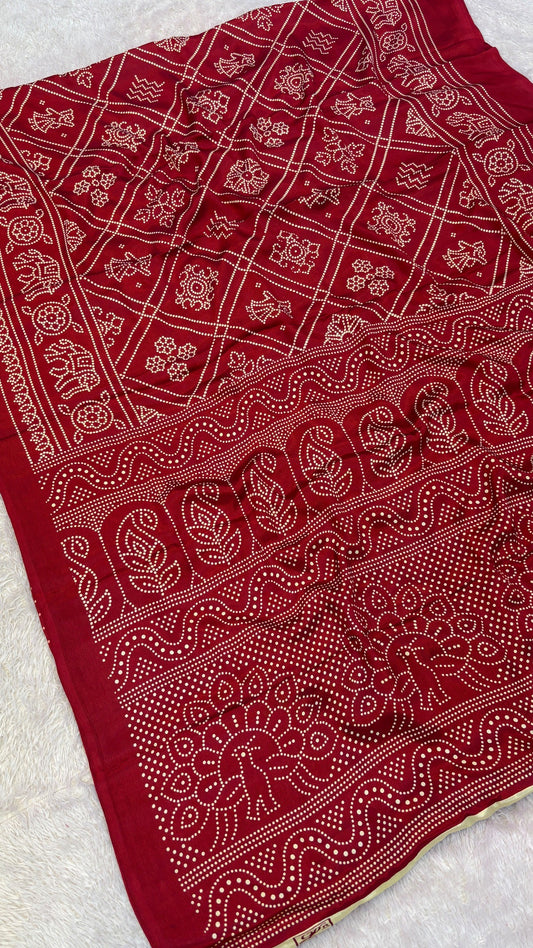 Gharchola Bandhej Crap Silk Saree ONE DAY SALE