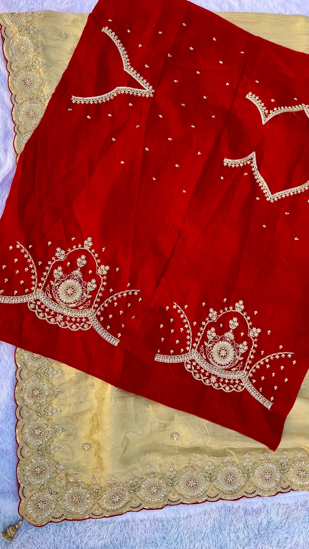 SWARNIKA IMPÉRIA : Ivory Glow Couture Saree