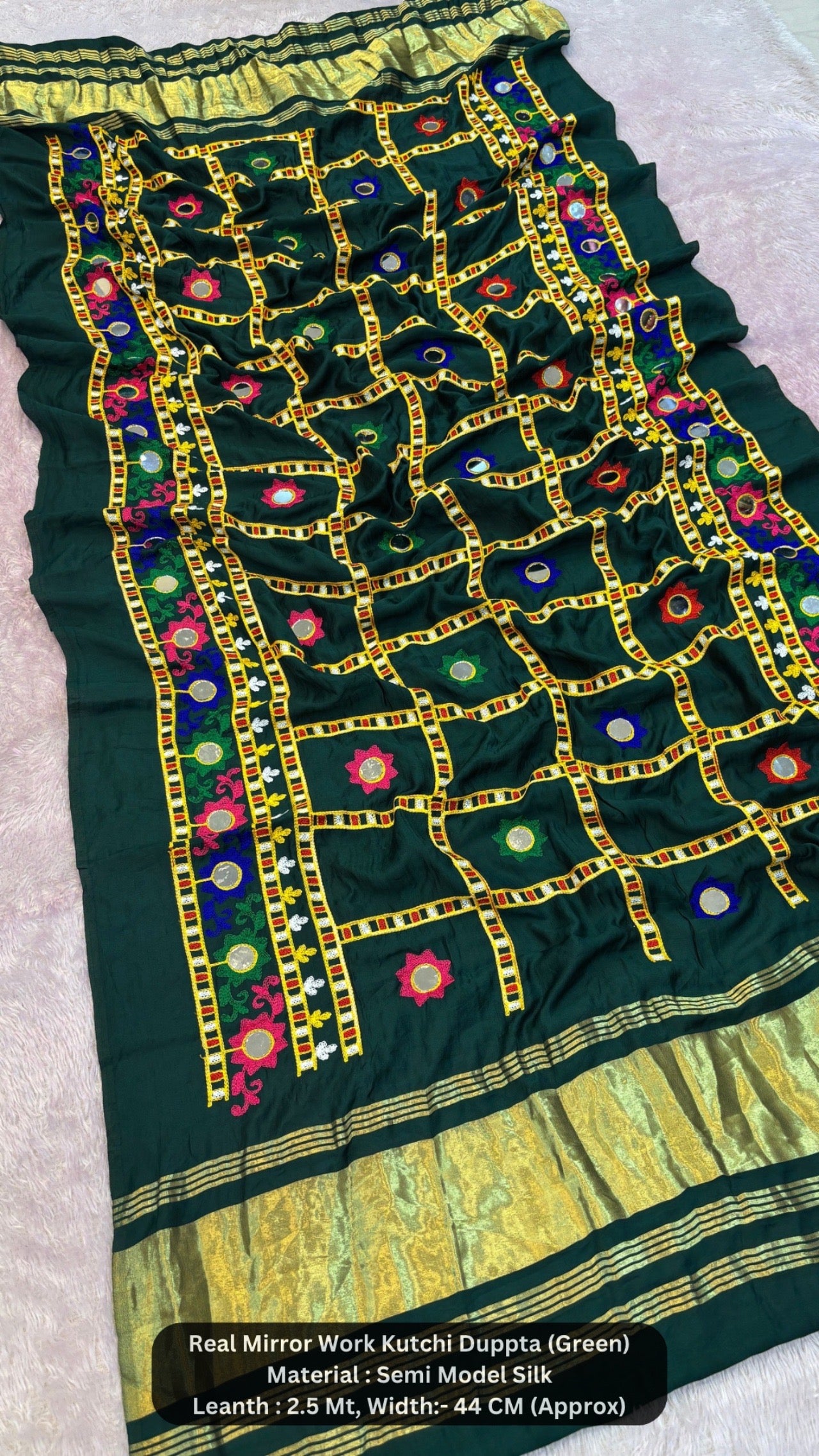 Real Mirror Kutchi Work Duppta (70+ Original Mirror)