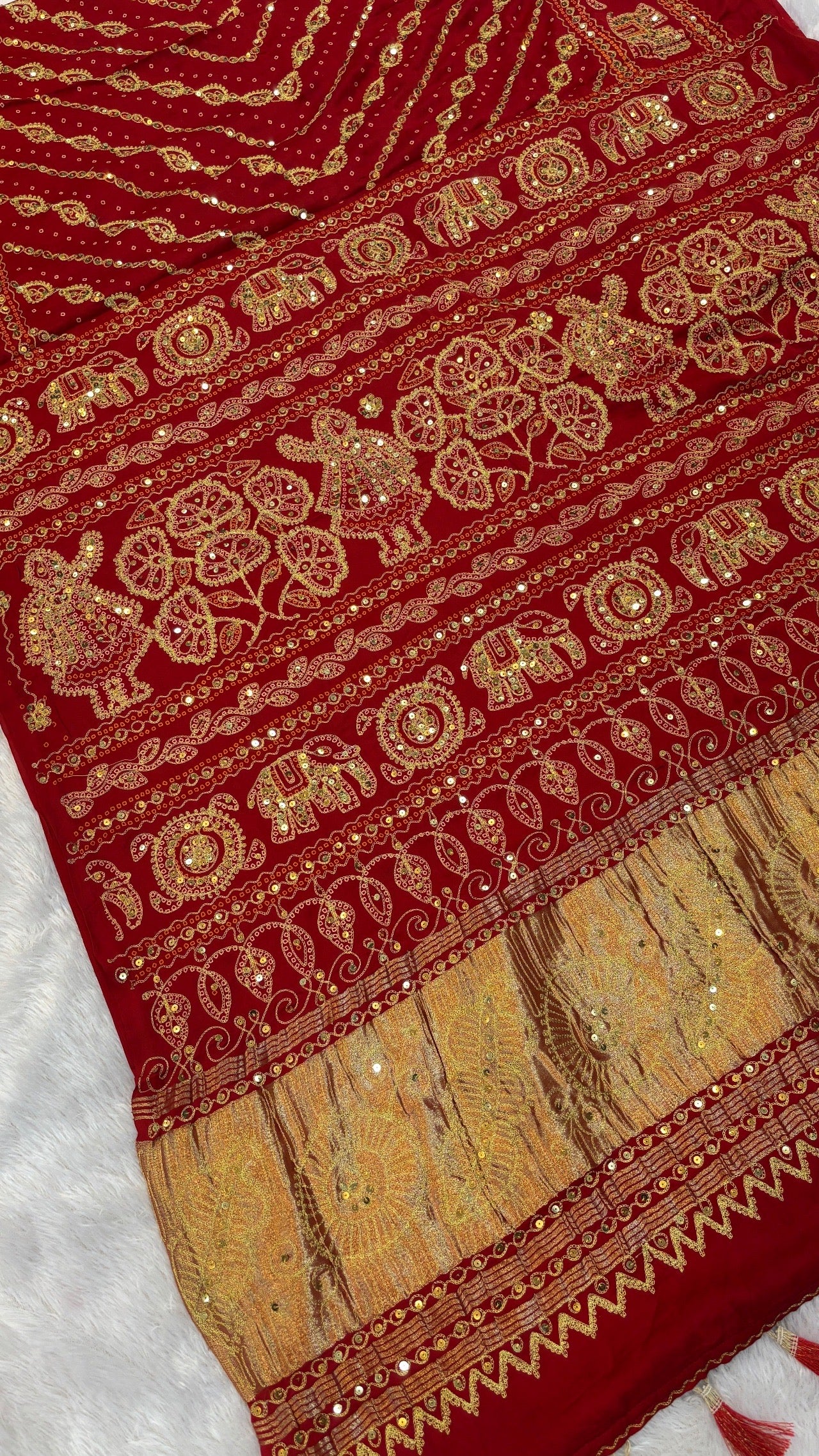 SvarṇaVastra Lehariya :- Untouched and Sacred Saree with Sequence Work