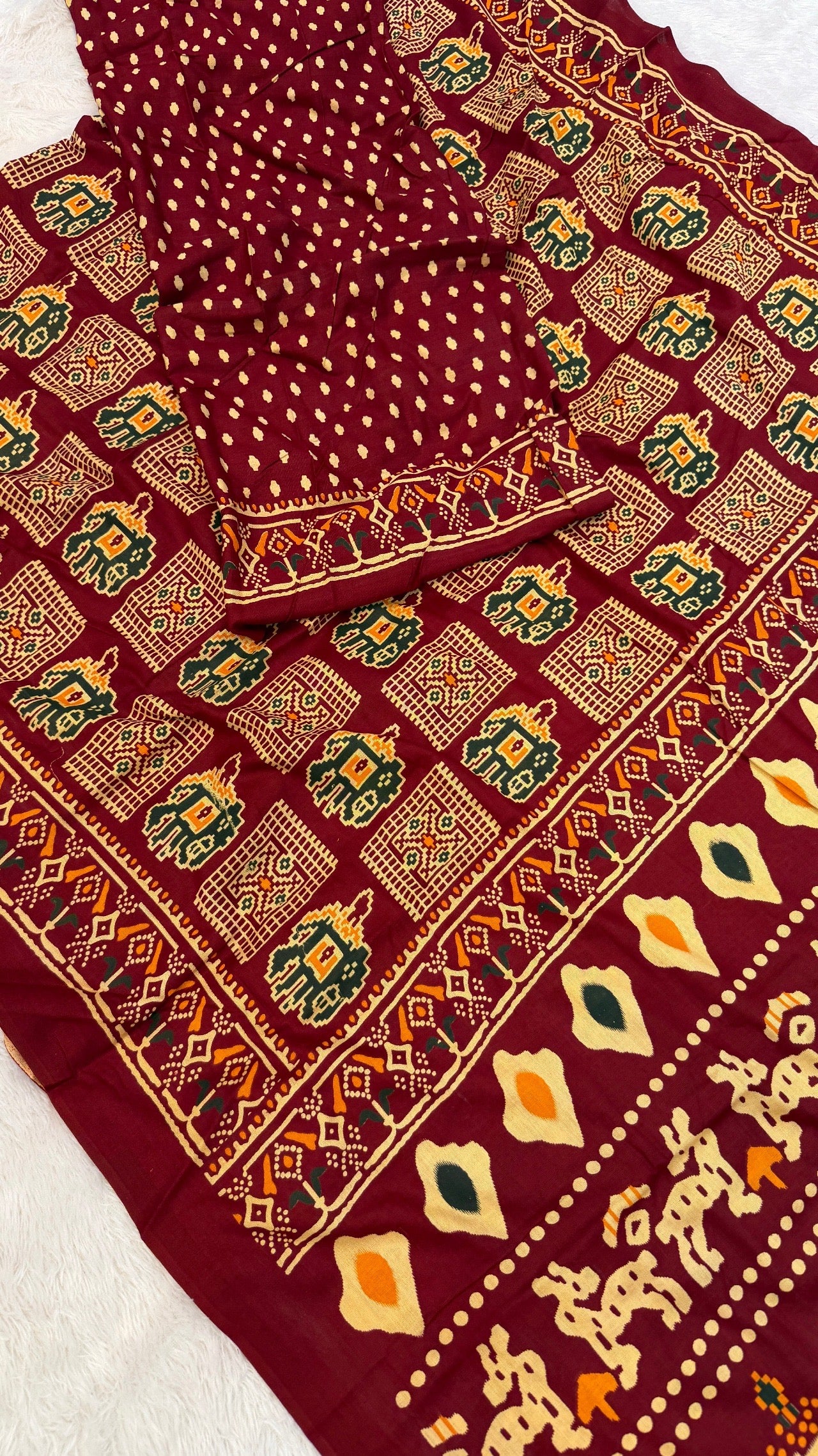 Patola Bandhej Saree (Rayon Silk)
