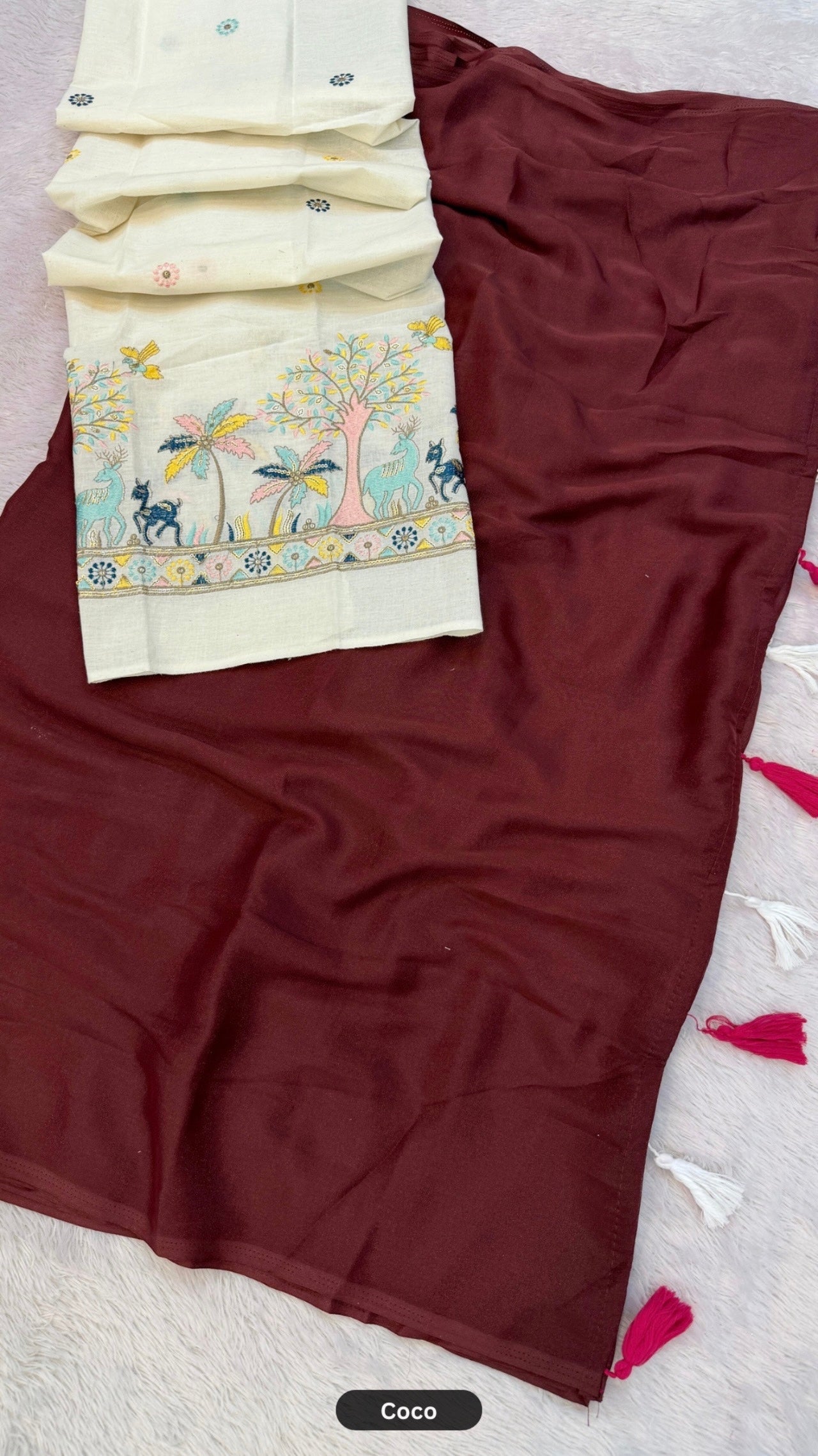Khadi Aura Designer Chiffon Saree Set