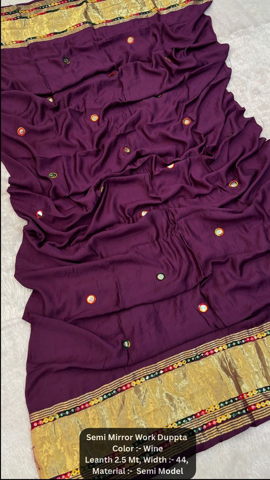 Mirror Work Duppta With Lagadi Patta (ONE DAY SALE)