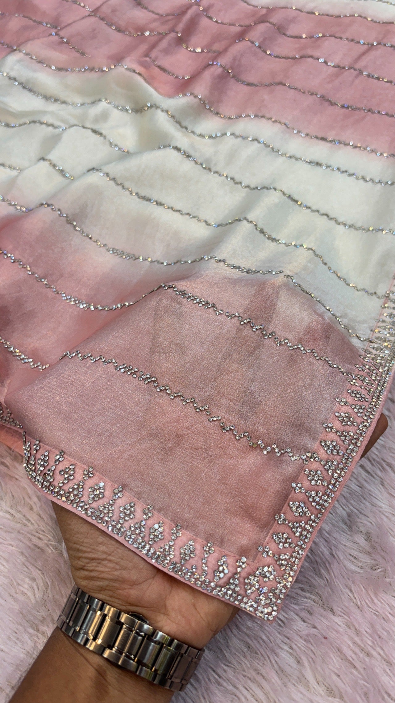 Premium Designer Saree (Peach)