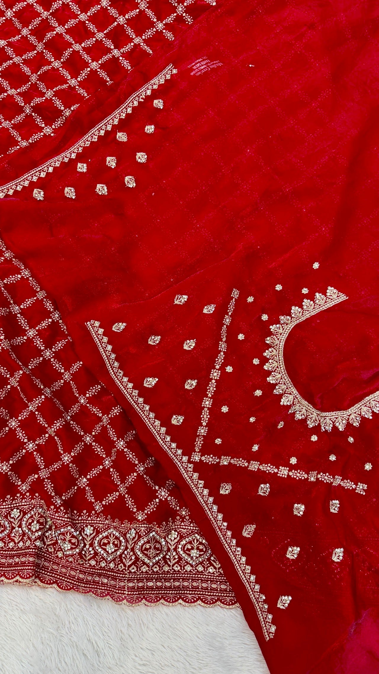 Celebrity-Inspired Tissue Saree (Red Ruby)