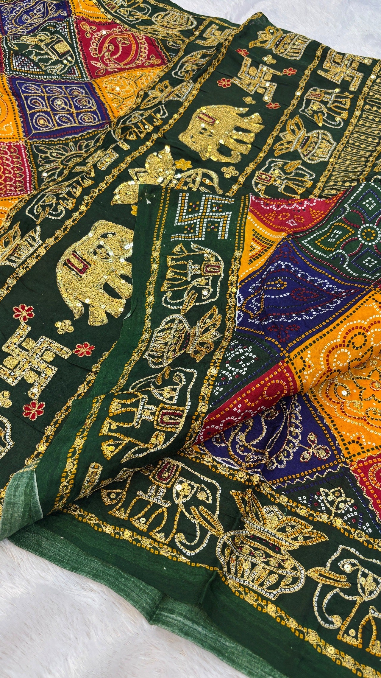 SvarṇaVastra :- Vintage Sequence Work Saree (Green)