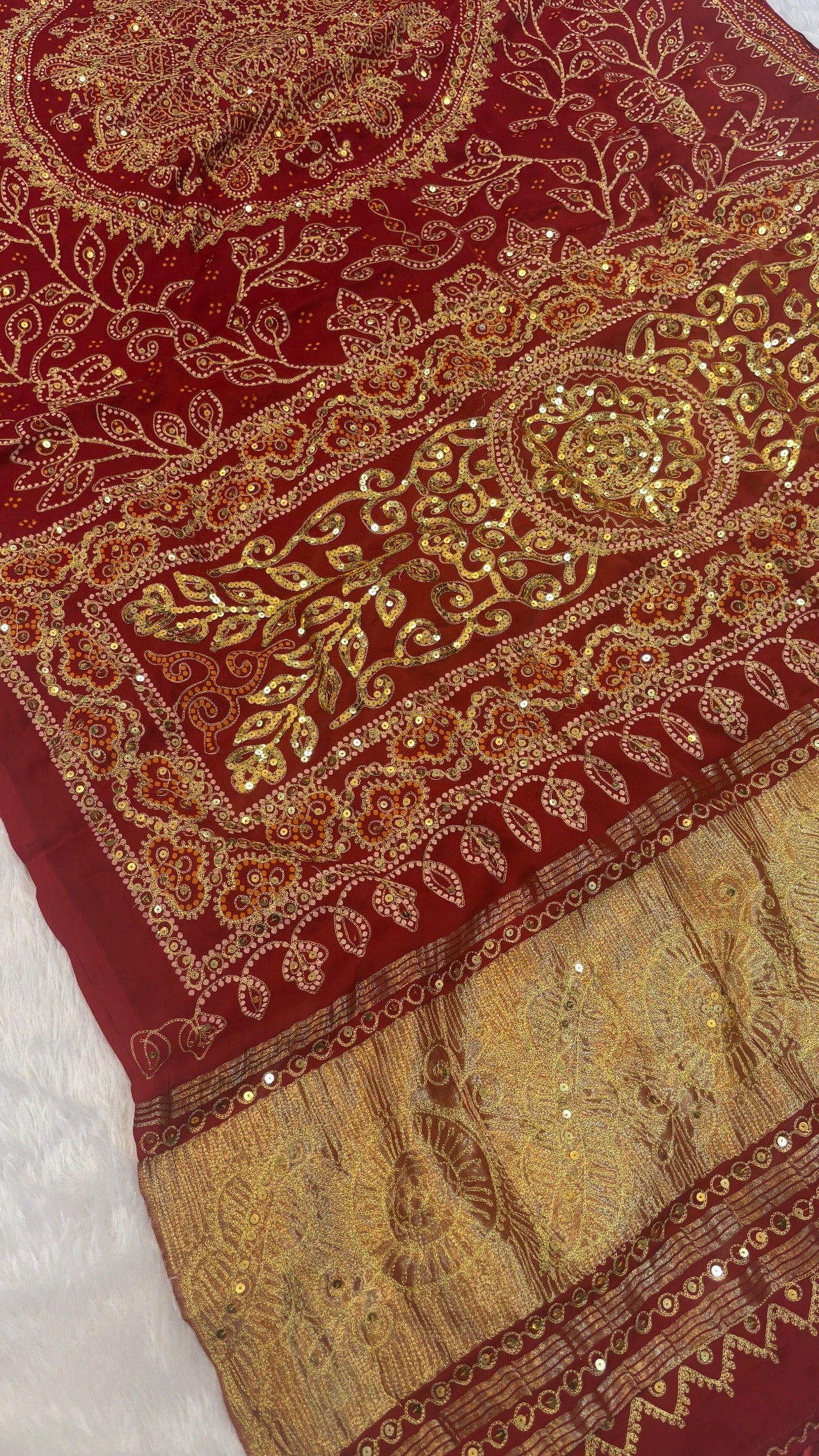 SvarṇaVastra :- Untouched and Sacred Saree with Sequence Work (Sudarshana Chakra)