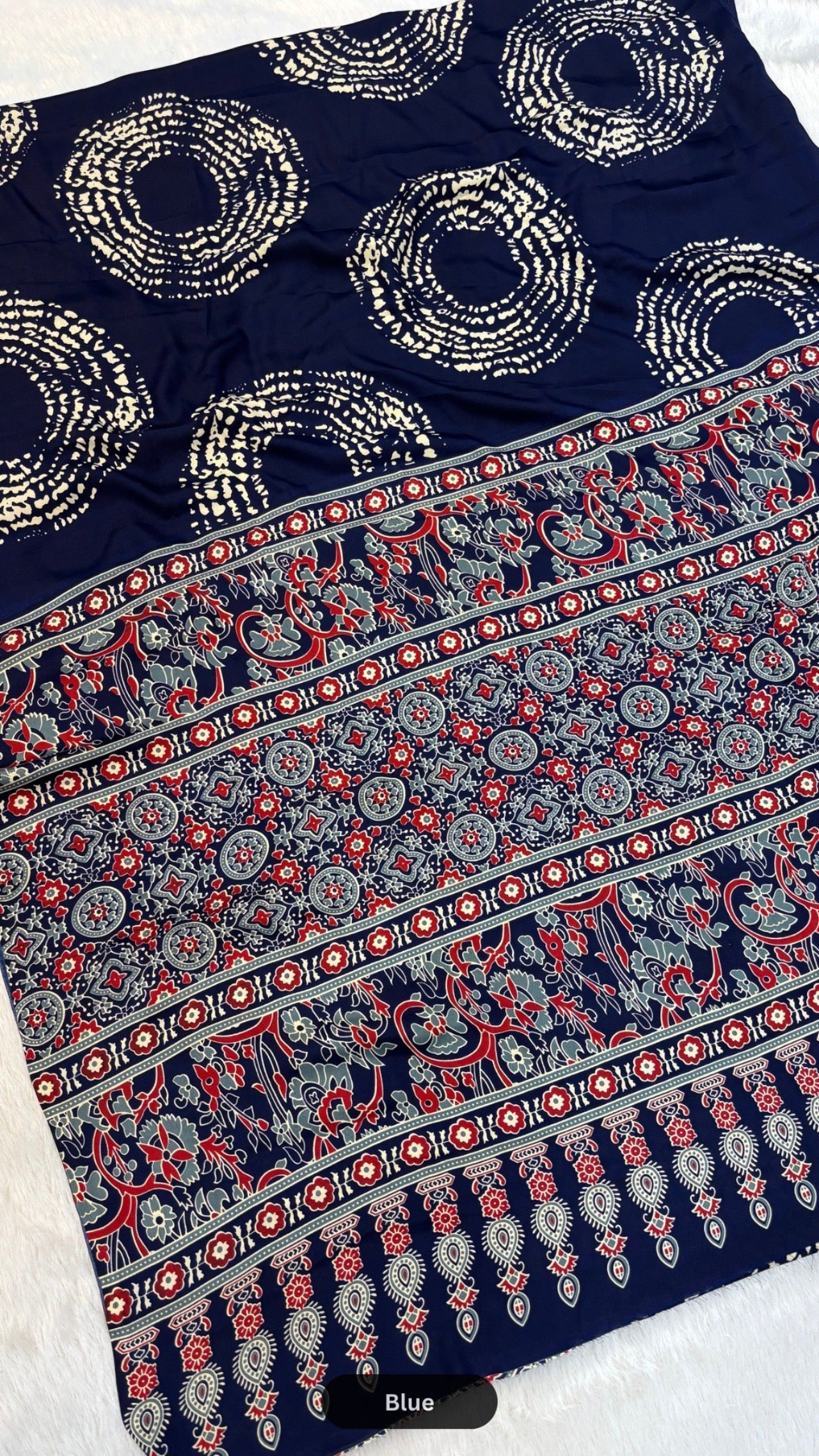 Shibori x Ajrakh Crap Silk Saree