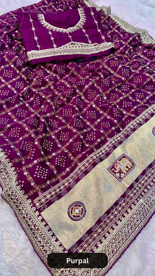 Wedding Special Rajwadi Gharchola Saree (Heavy Blouse) 2