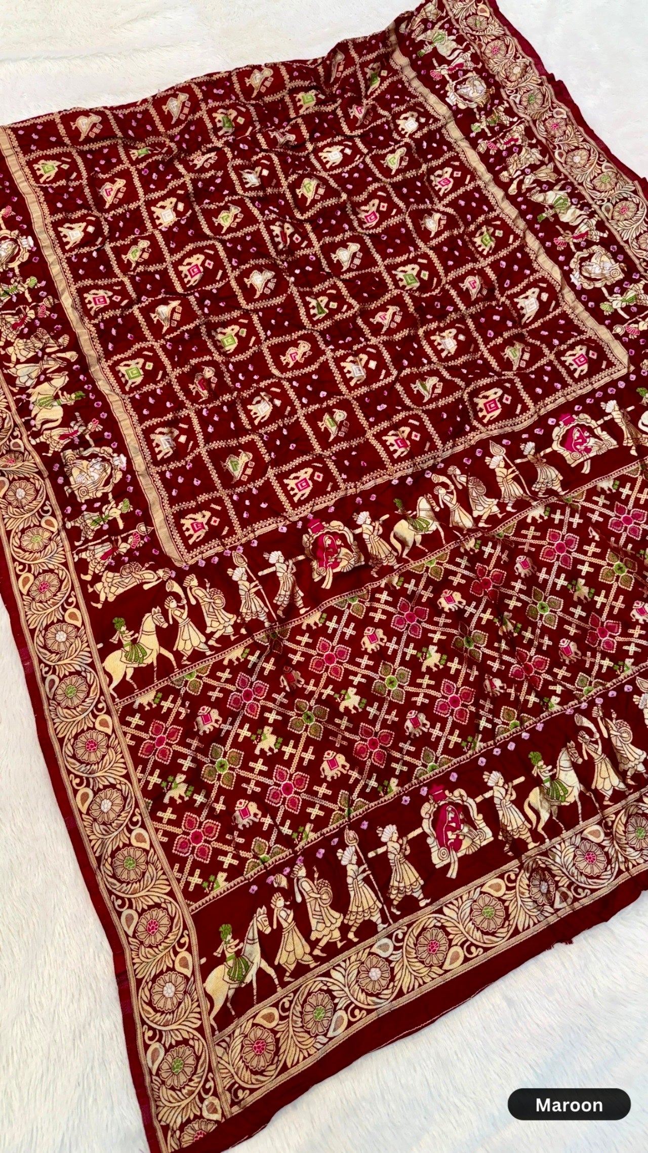 The Real Rajawadi Hand Bandhani Saree