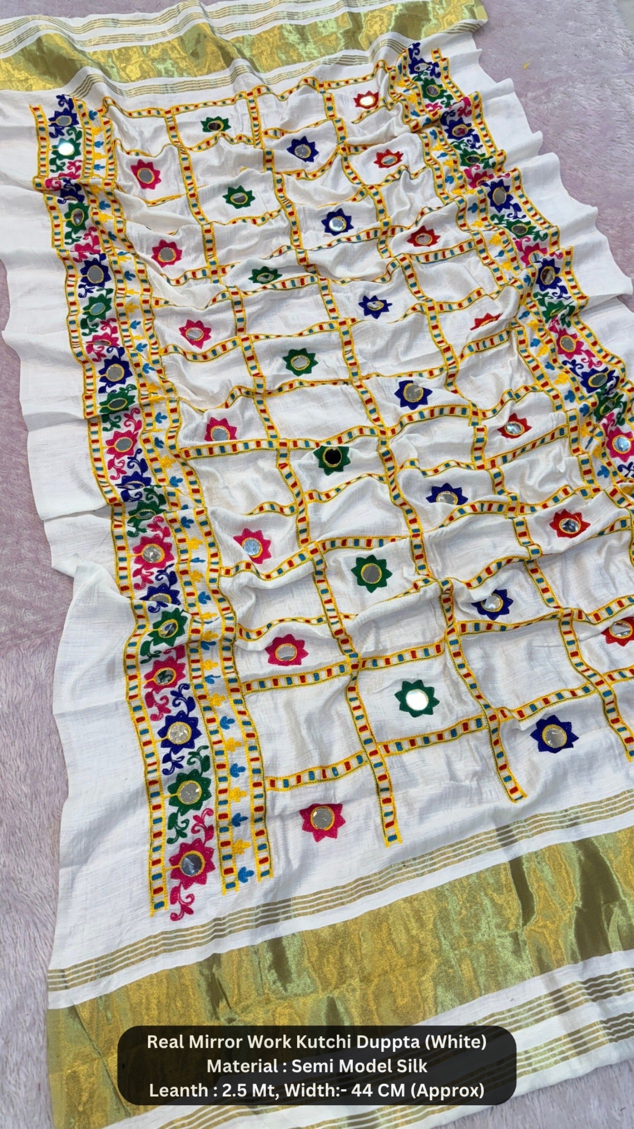Real Mirror Kutchi Work Duppta (70+ Original Mirror)