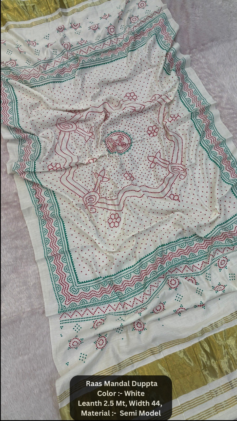 Raas Mandal Duppta With Lagadi Paata (Lavender)