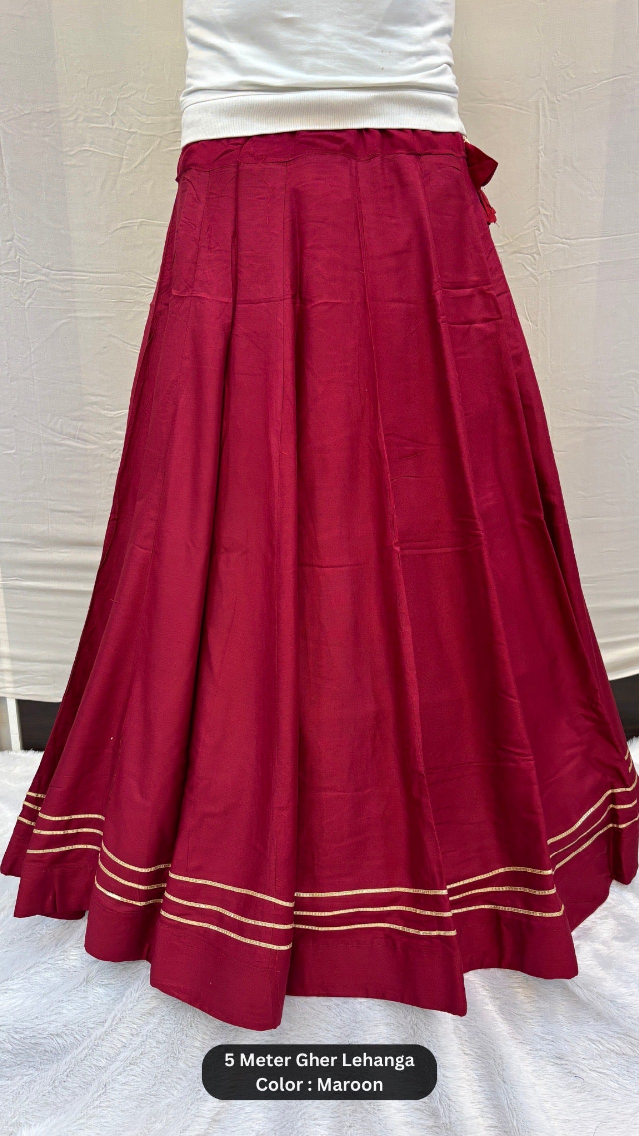 Plain Lehanga with Border (5 Meter Gher)