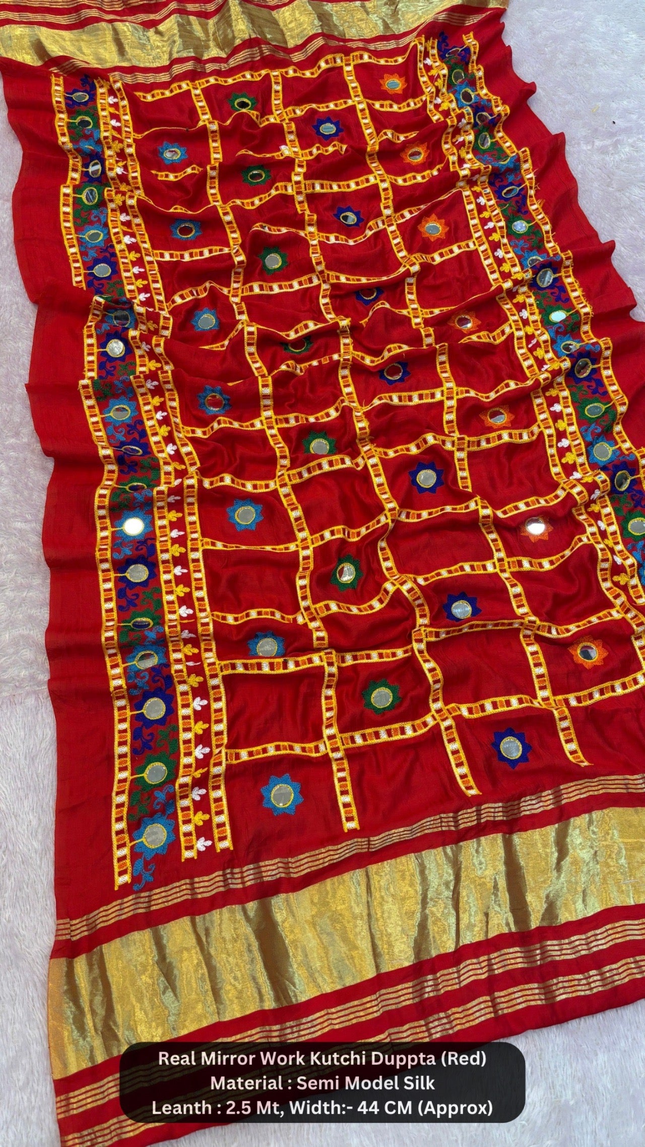Real Mirror Kutchi Work Duppta (70+ Original Mirror)