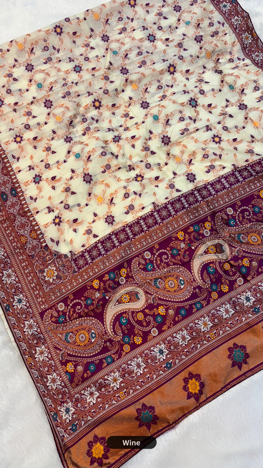 Soft Silk Rajwadi Saree (Heavy Jaal)