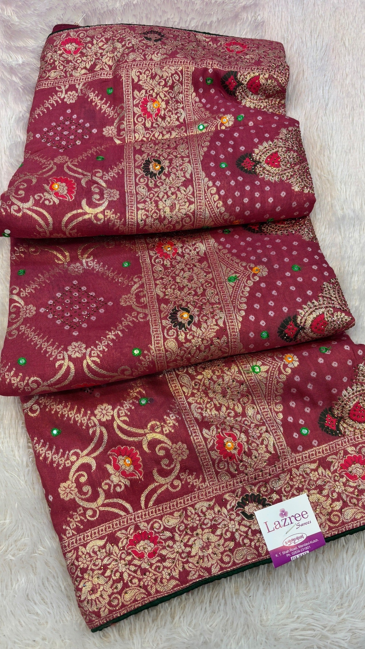 Bandhej Saree With Siroski Work (Youtube Collocation) Vol.2