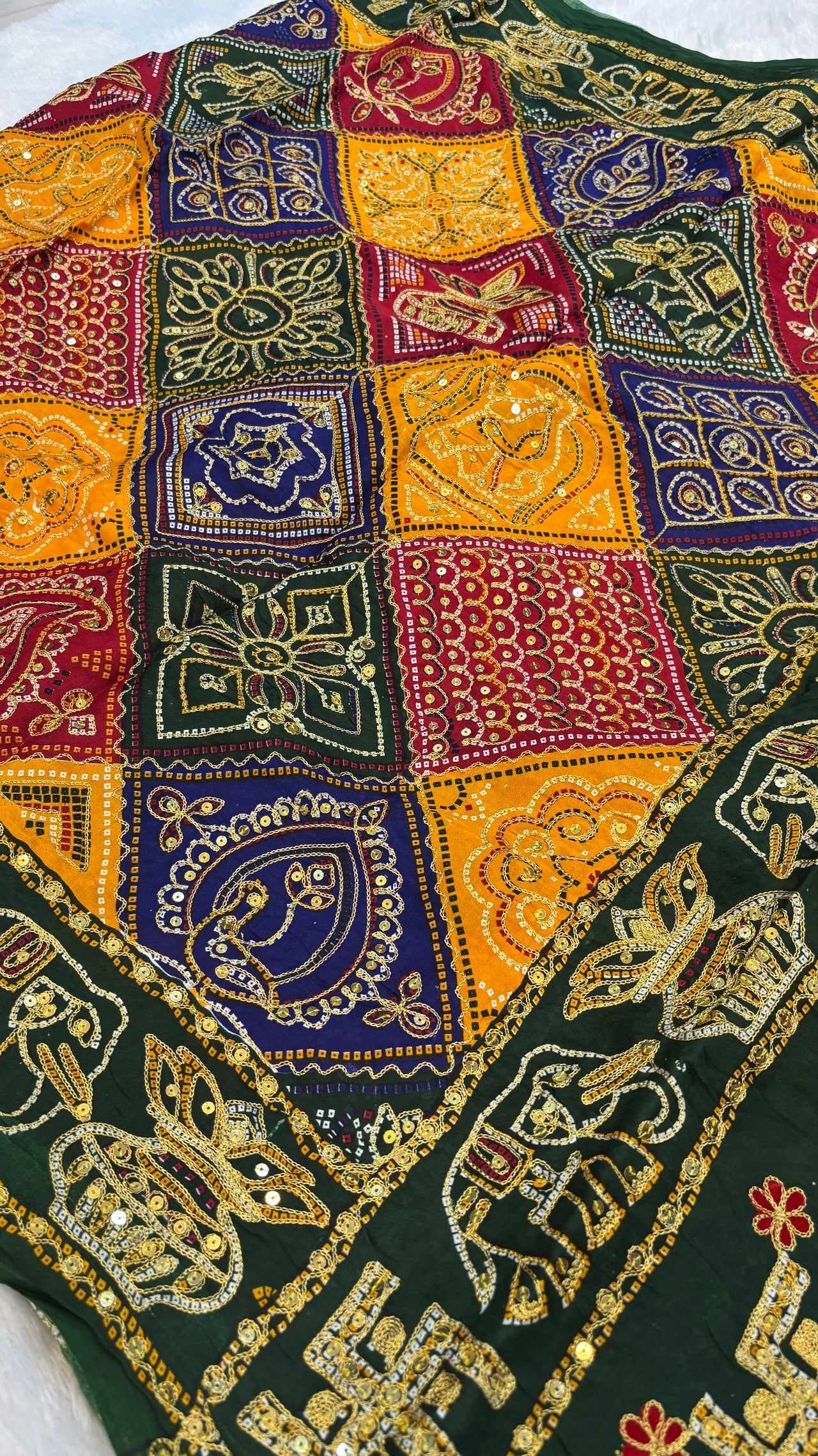 SvarṇaVastra :- Vintage Sequence Work Saree (Green)