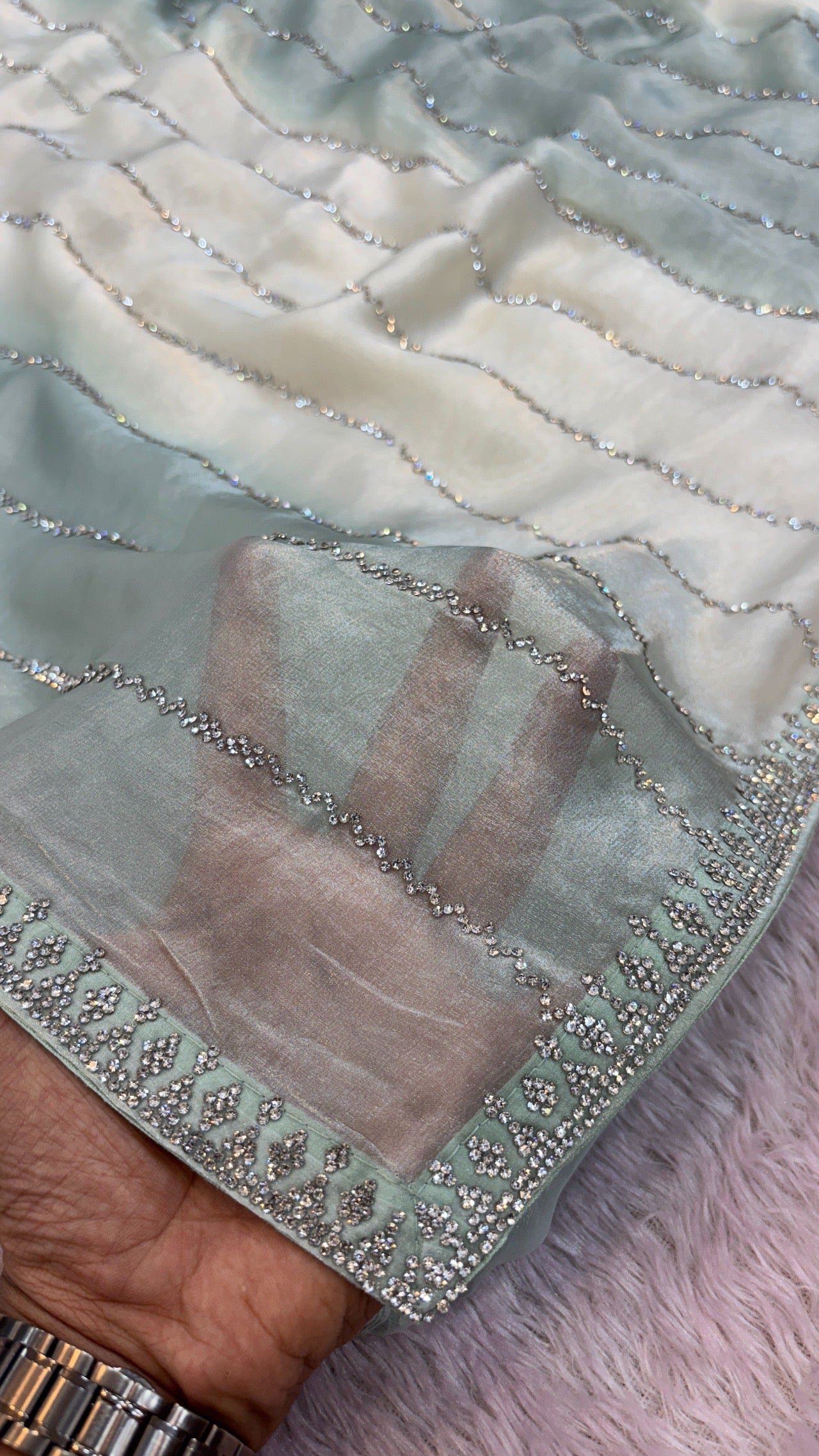 Premium Designer Saree (Mint)