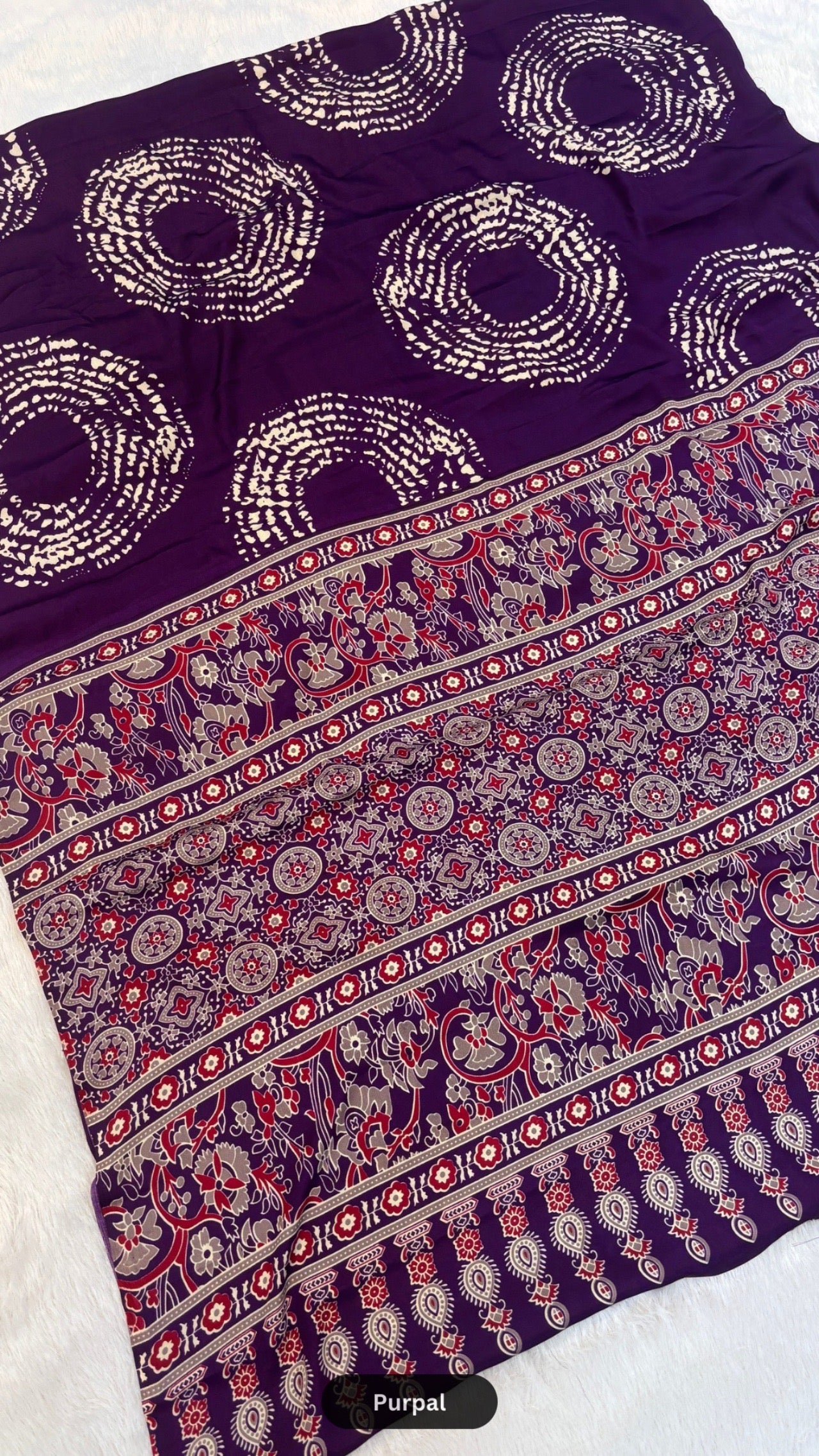 Shibori x Ajrakh Crap Silk Saree