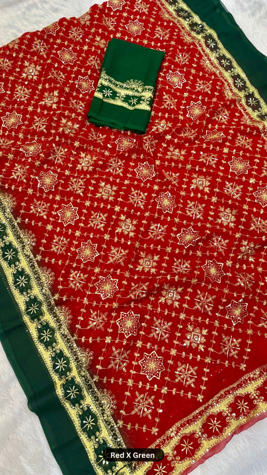 Heavy Vintage Gharchola Saree with Sequence Work