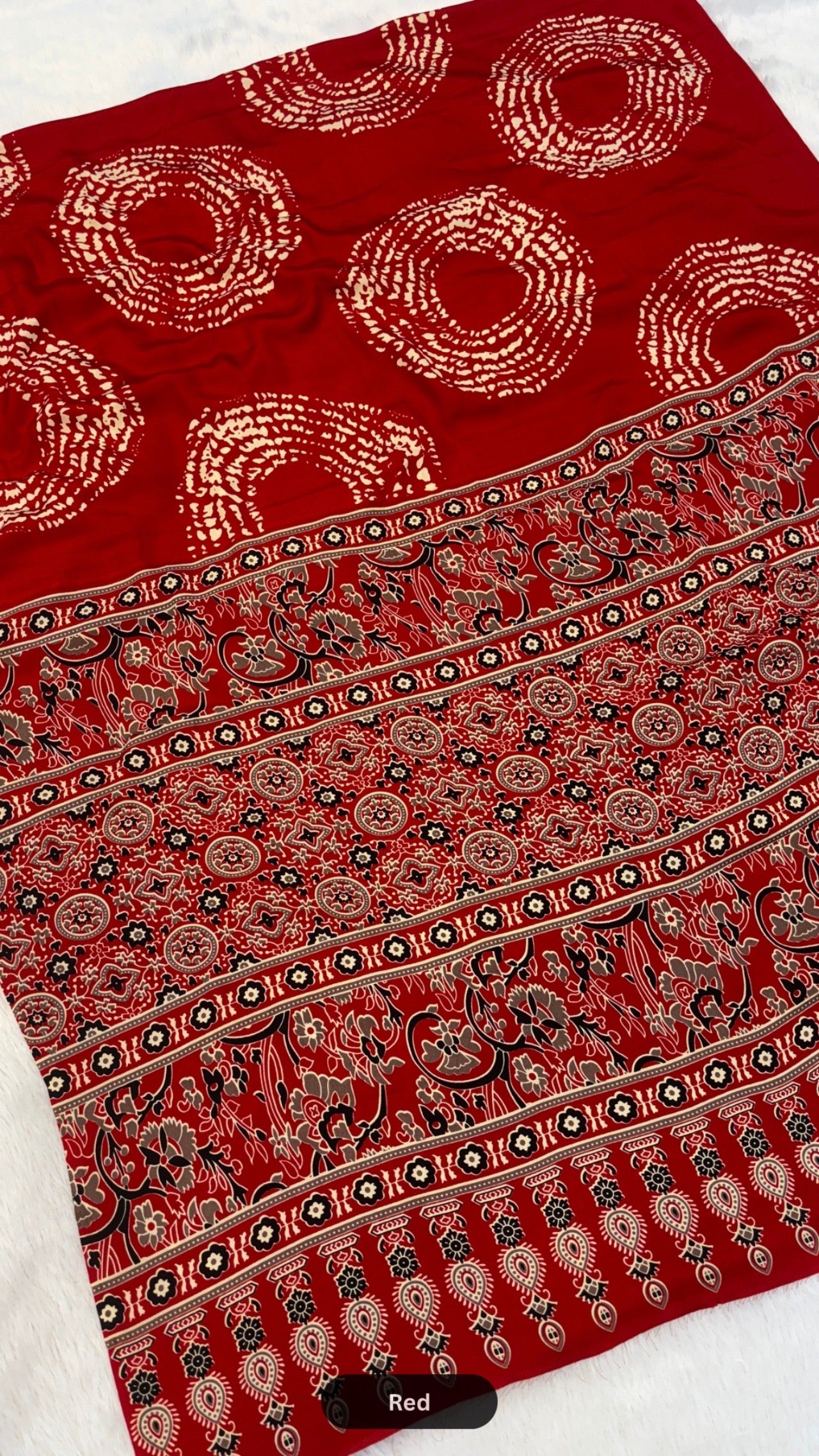 Shibori x Ajrakh Crap Silk Saree