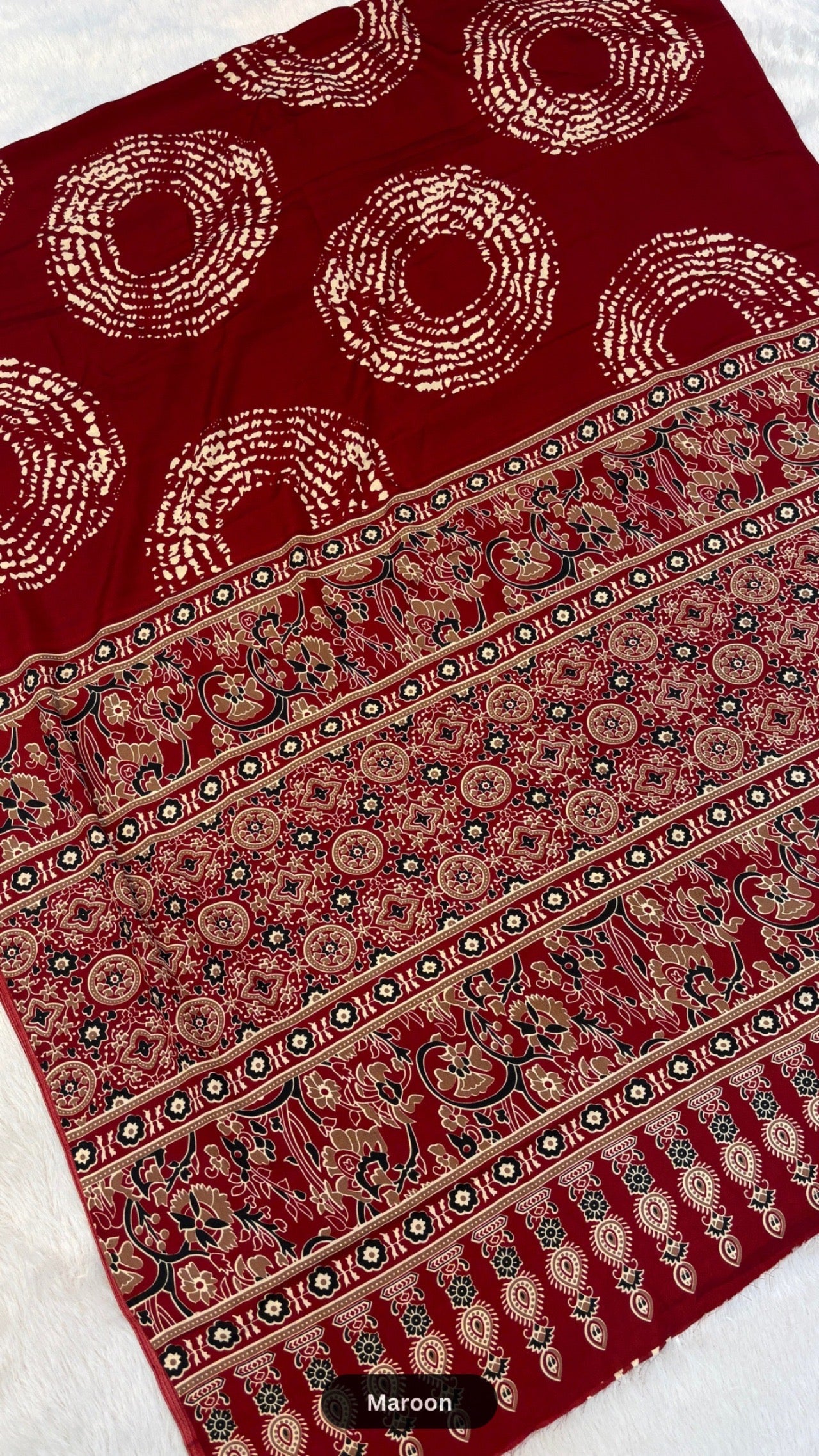 Shibori x Ajrakh Crap Silk Saree