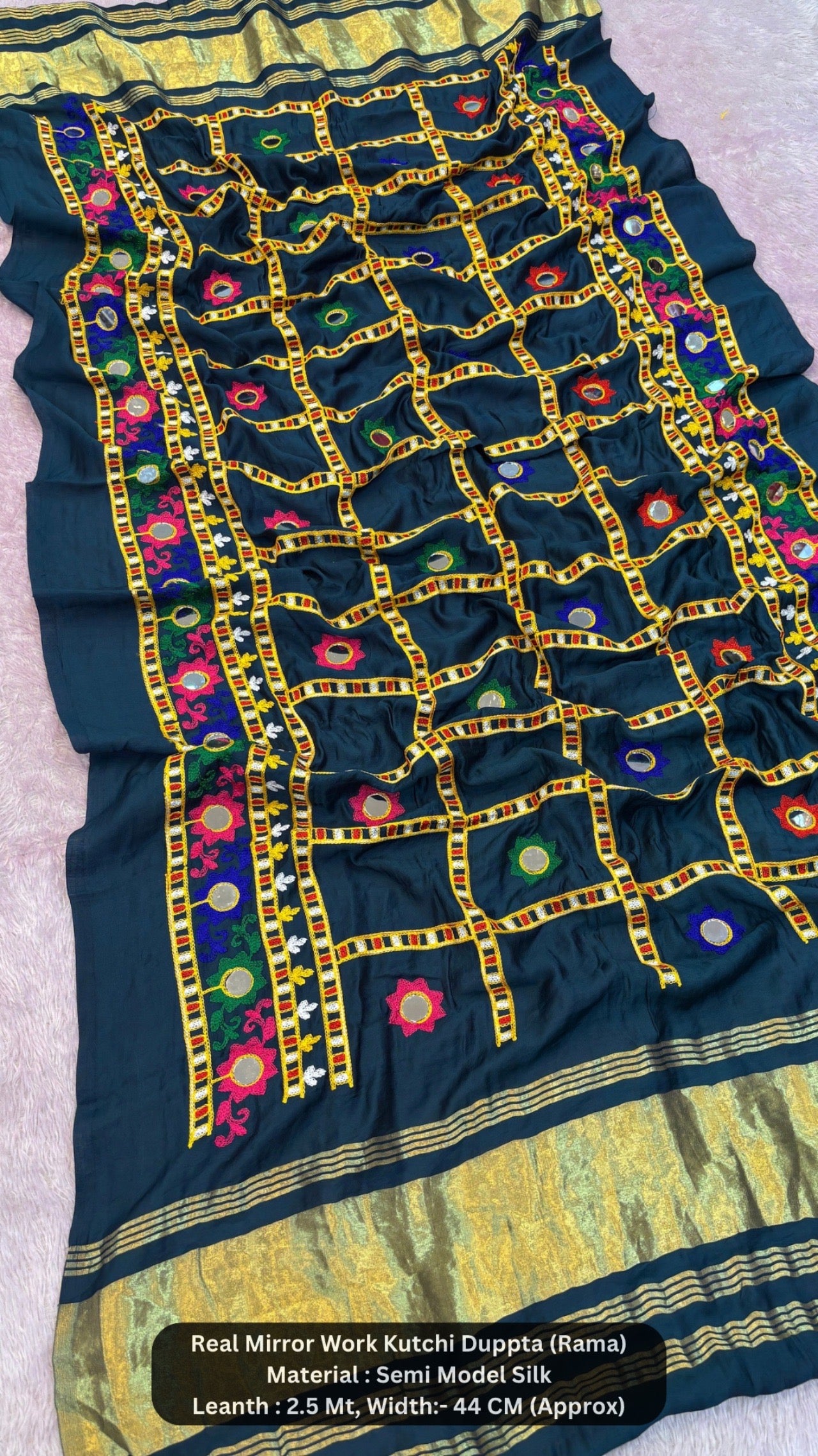 Real Mirror Kutchi Work Duppta (70+ Original Mirror)