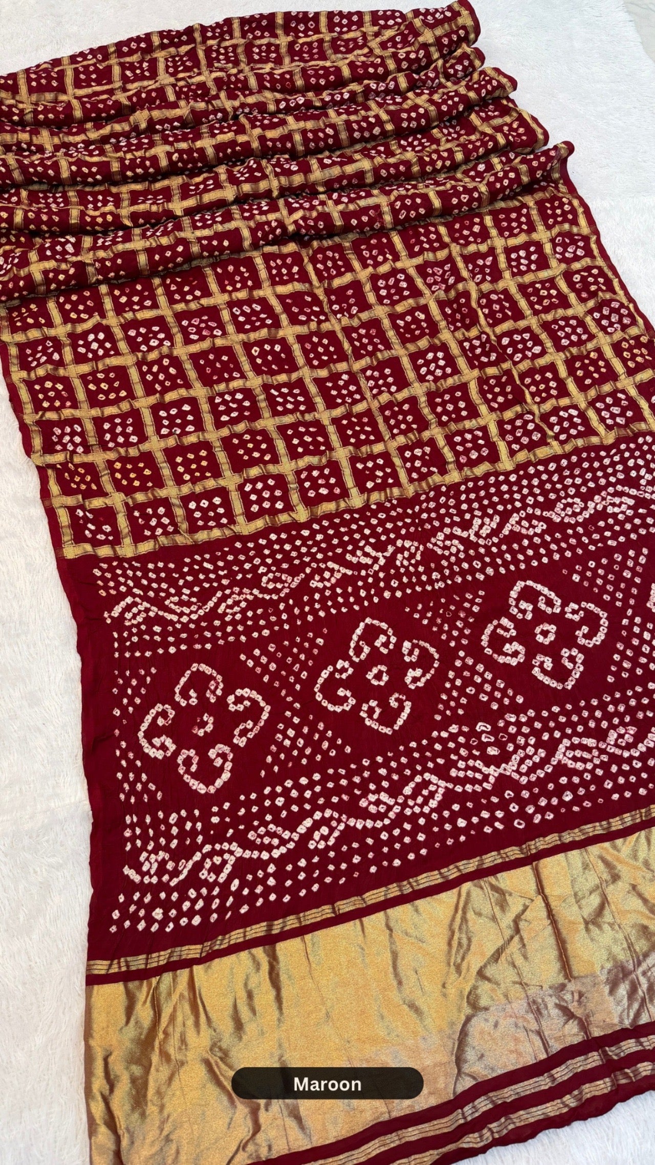 Real Bandhej Gharchola Saree By Kutchi Artisnas