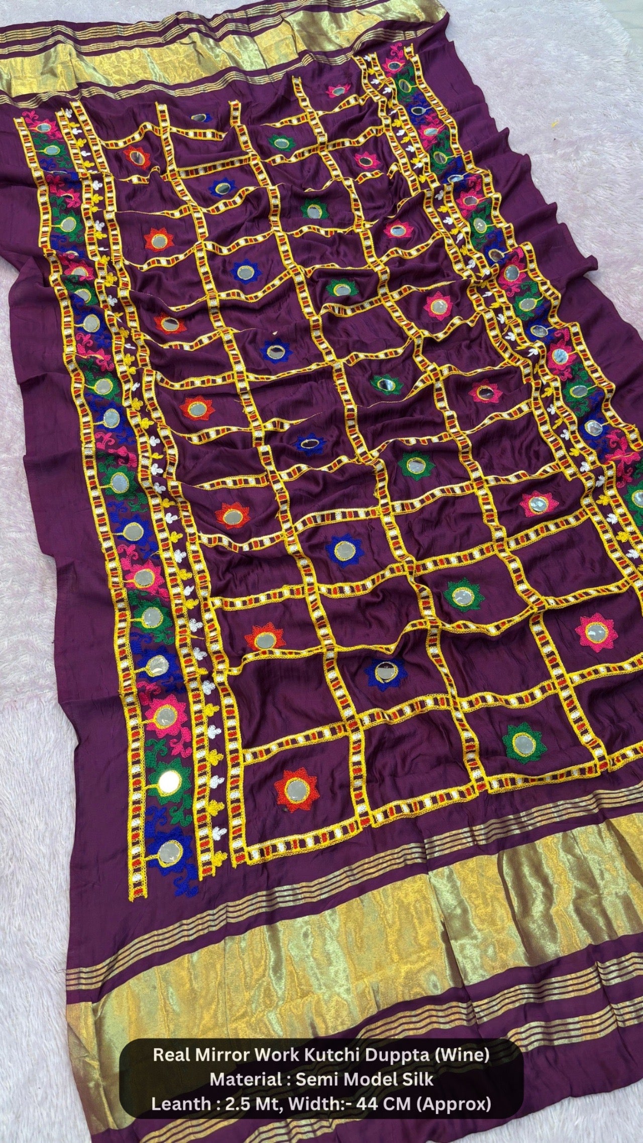 Real Mirror Kutchi Work Duppta (70+ Original Mirror)