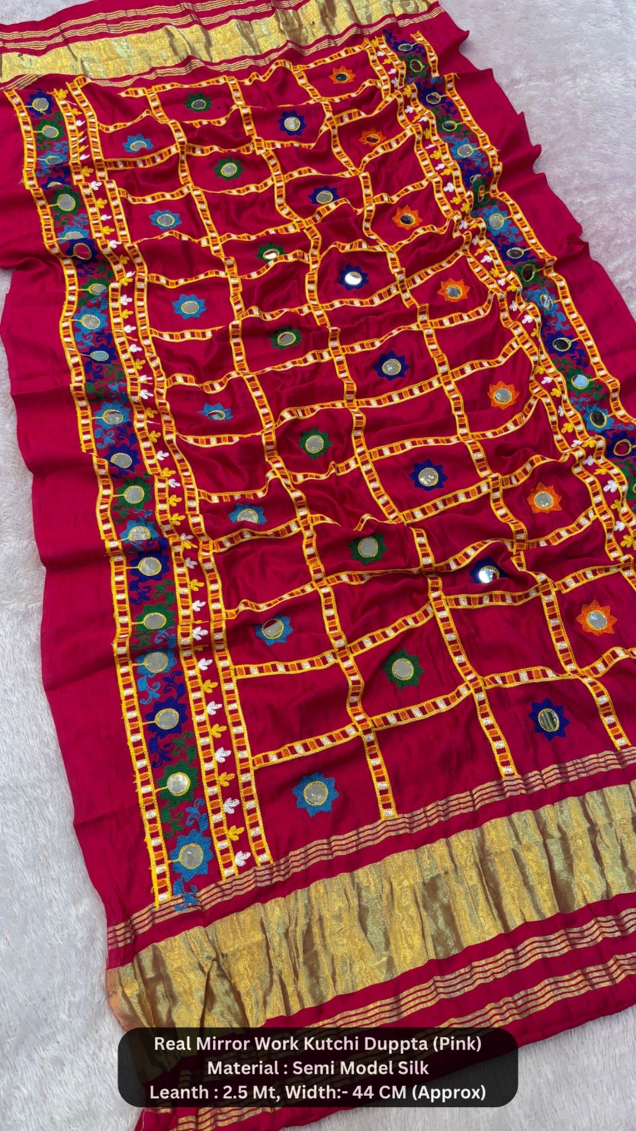 Real Mirror Kutchi Work Duppta (70+ Original Mirror)