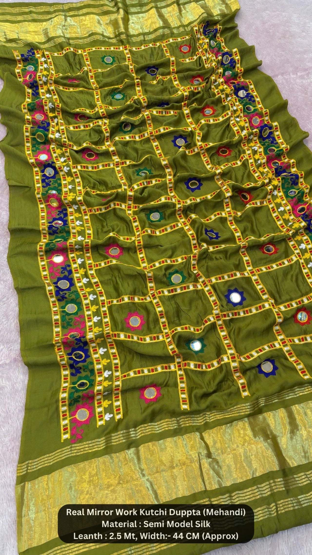 Real Mirror Kutchi Work Duppta (70+ Original Mirror)
