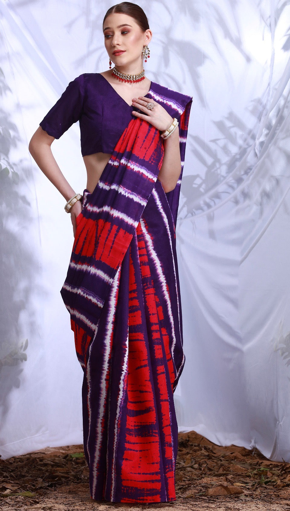 Violet Flame, Sambalpuri Cotton Silk Saree