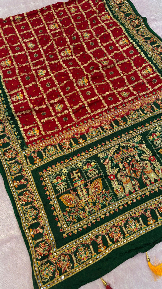 Kutchi Gharchola Saree (Hast Melap)