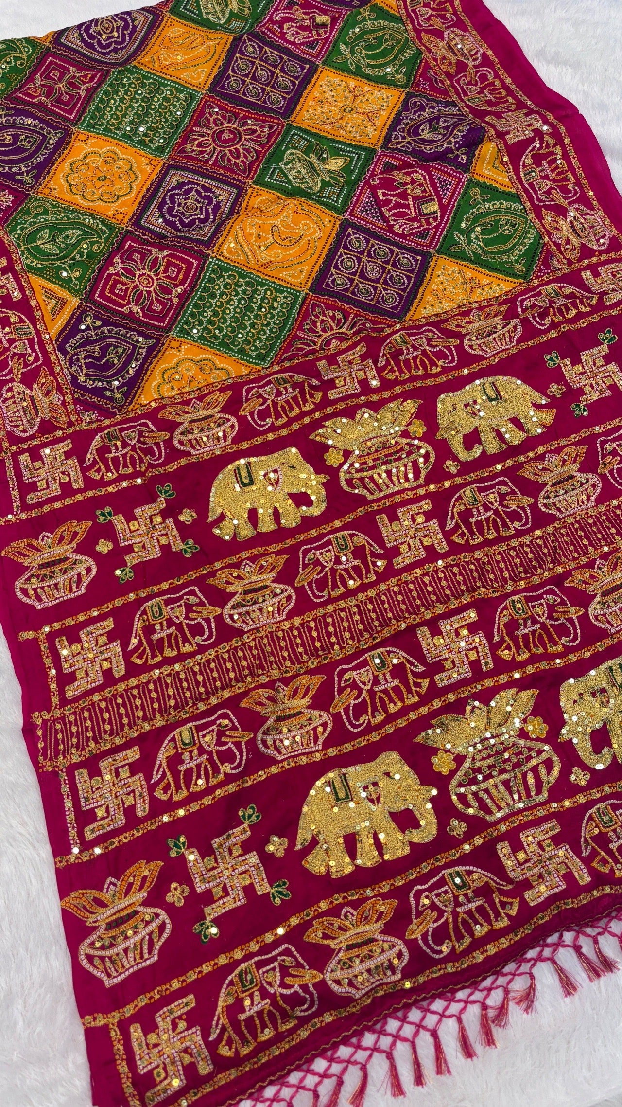 SvarṇaVastra :- Vintage Sequence Work Saree (Pink)