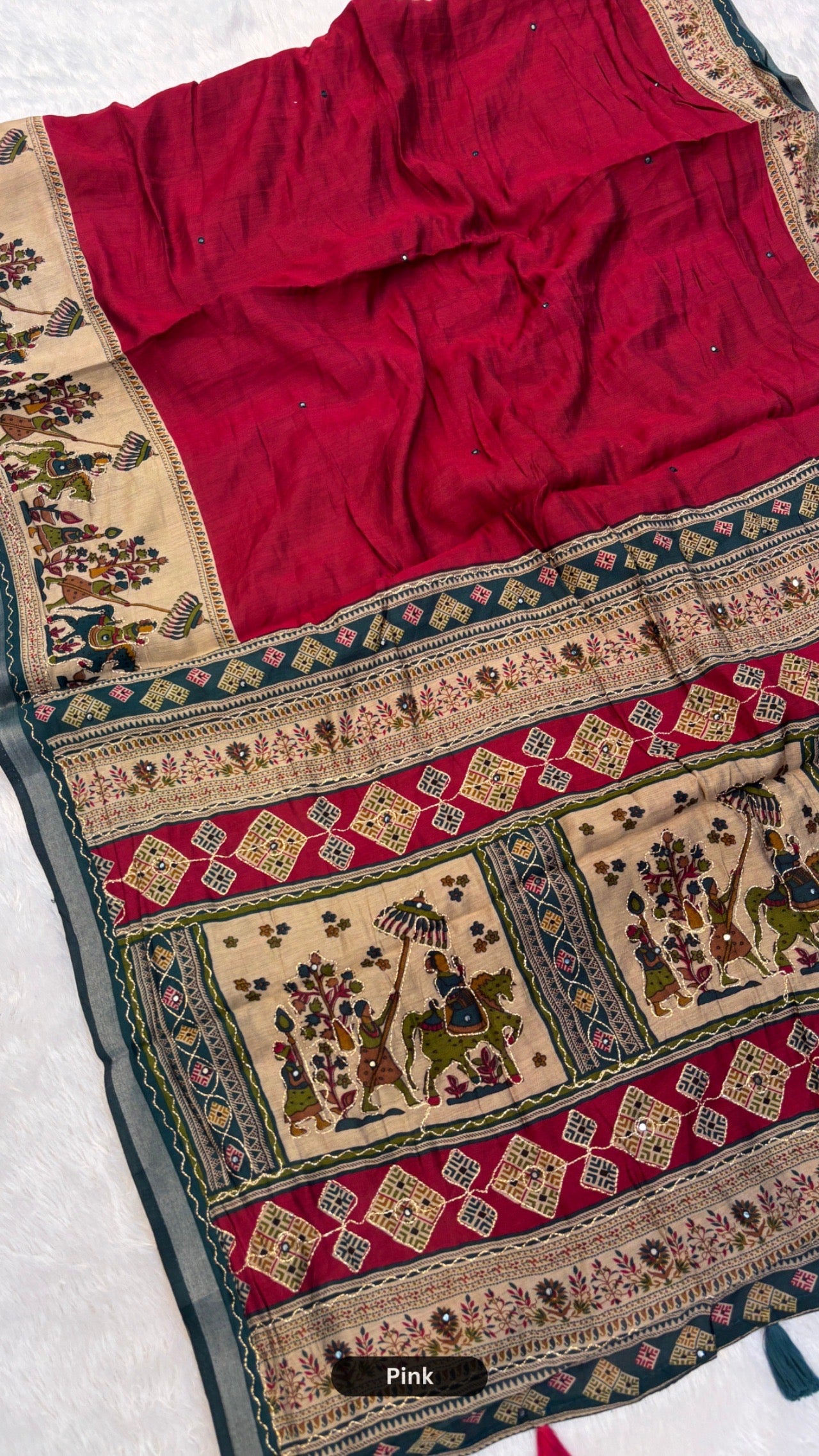 Trending Pure Mul Cotten Mirror Work Saree (Plain Rajawadi)