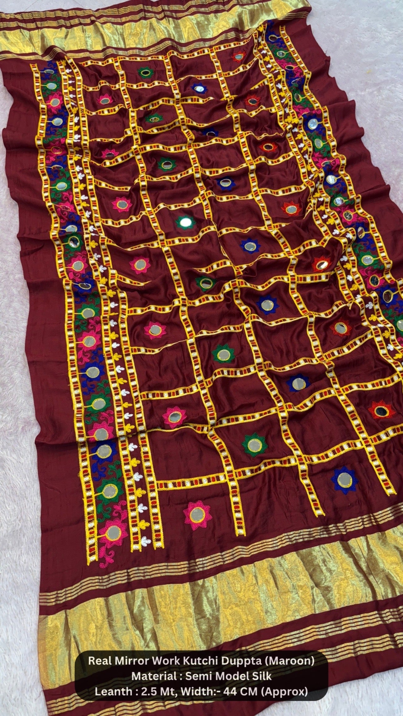 Real Mirror Kutchi Work Duppta (70+ Original Mirror)