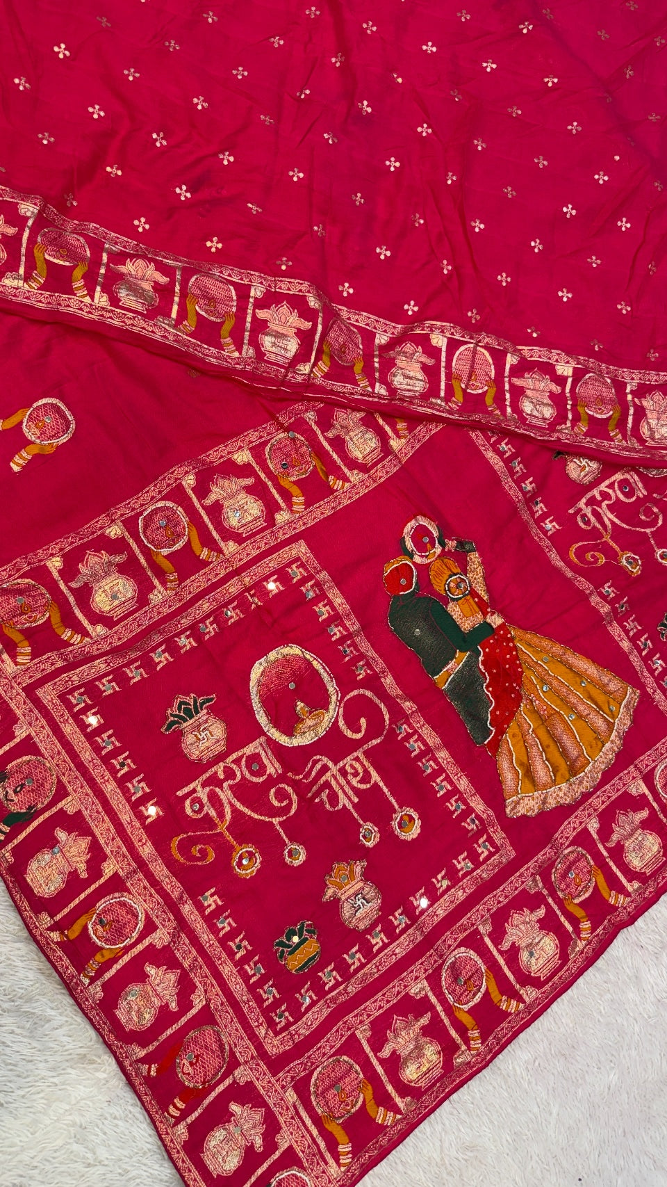 Real Handwork Karva Chauth Saree - Pink