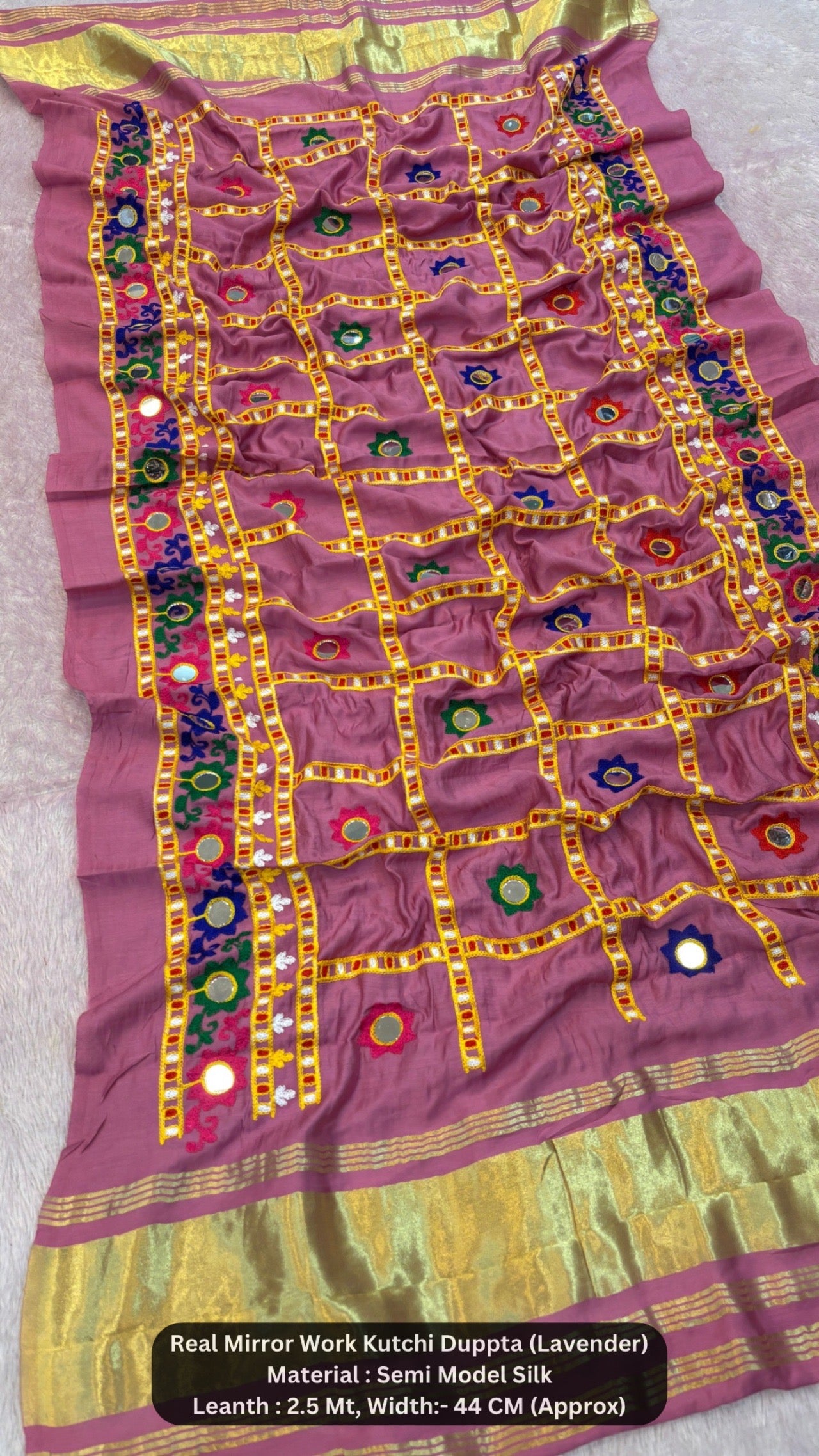 Real Mirror Kutchi Work Duppta (70+ Original Mirror)