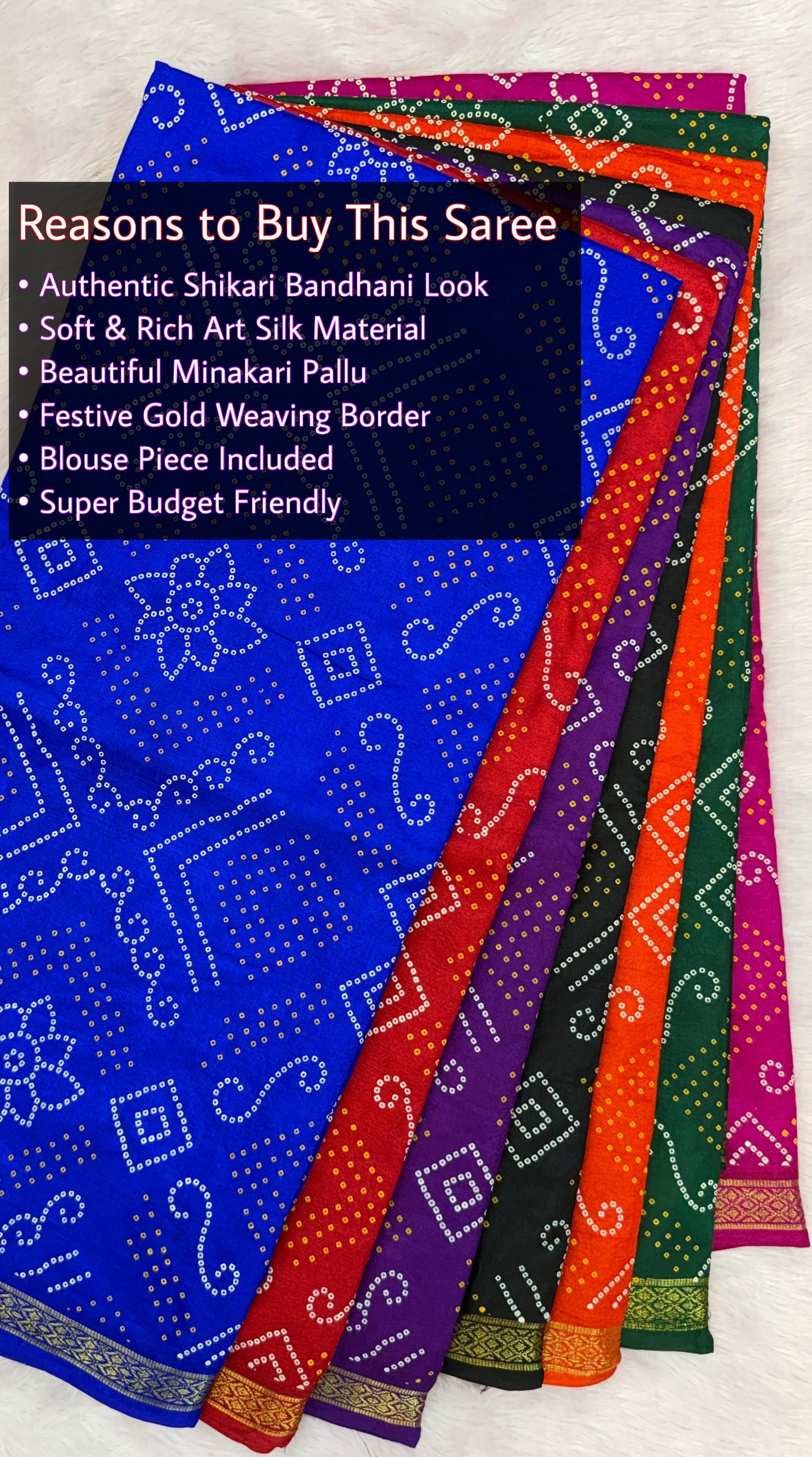Art Silk Shikari Bandhani Saree