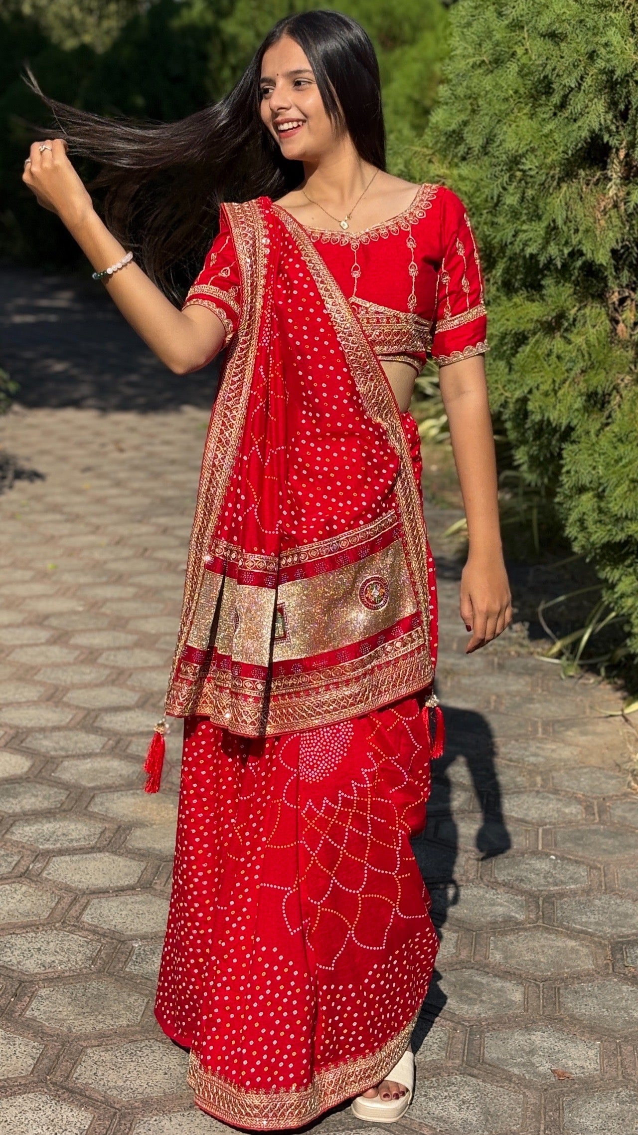 Wedding Special Rajwadi Bandhani Saree (Heavy Blouse)