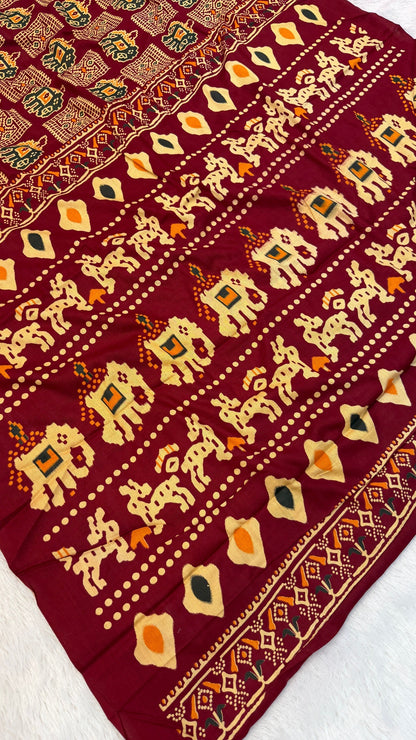 Patola Bandhej Saree (Rayon Silk)