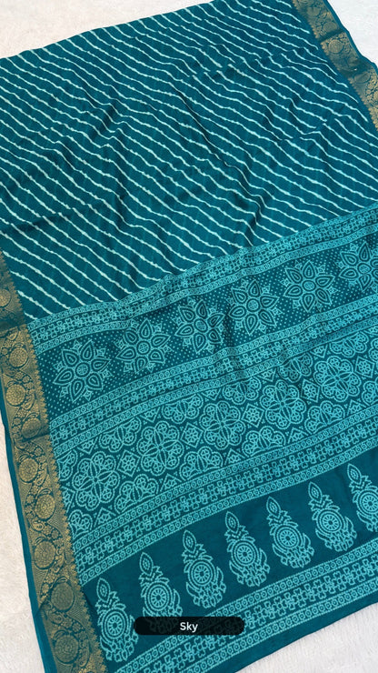 Chiffon Lehariya Saree - Perfect Festive pick !!