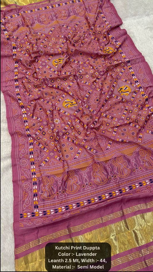 Kutchi Duppta with Lagdi Patta - Lavender