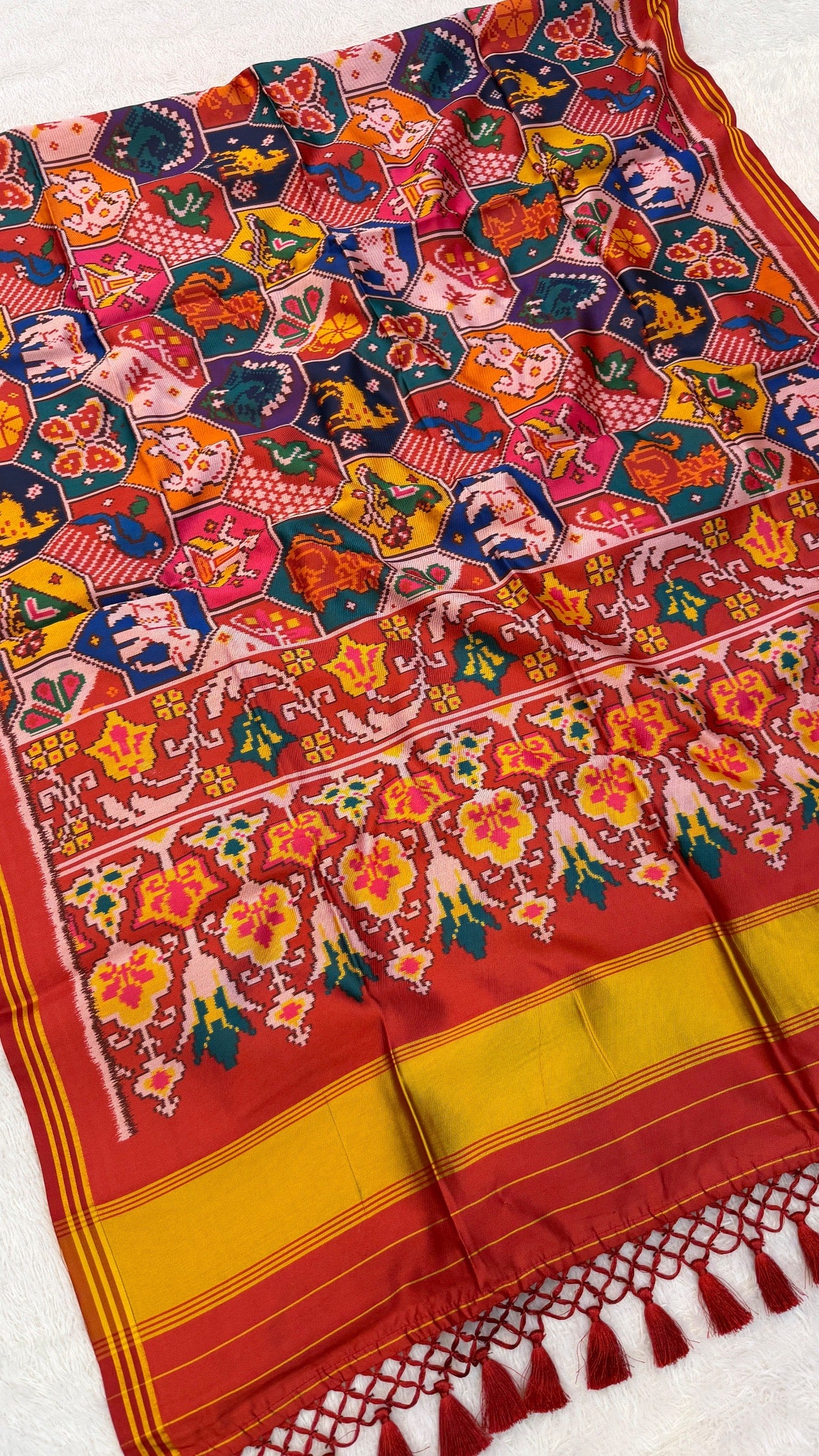 New Semi Ikkat Patola Saree with Beautiful Tussle Vol.3
