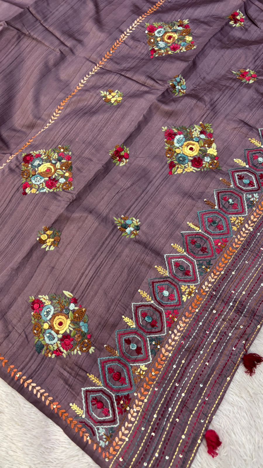 Hand Boutique French Knot Unn Work Saree (Vol.3)