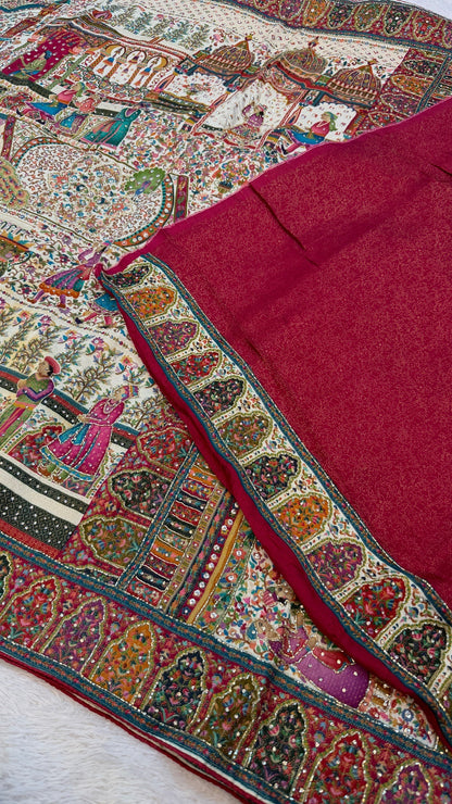 Pure Kalamkari Real Handwork Saree (6)