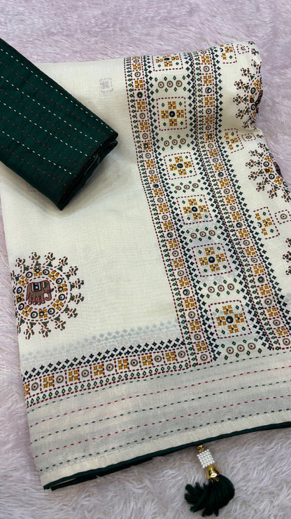 Professional Kutchi Saree with Heavy Blouse