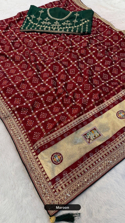 Wedding Special Rajwadi Bandhani Saree (Heavy Blouse) VOL.2