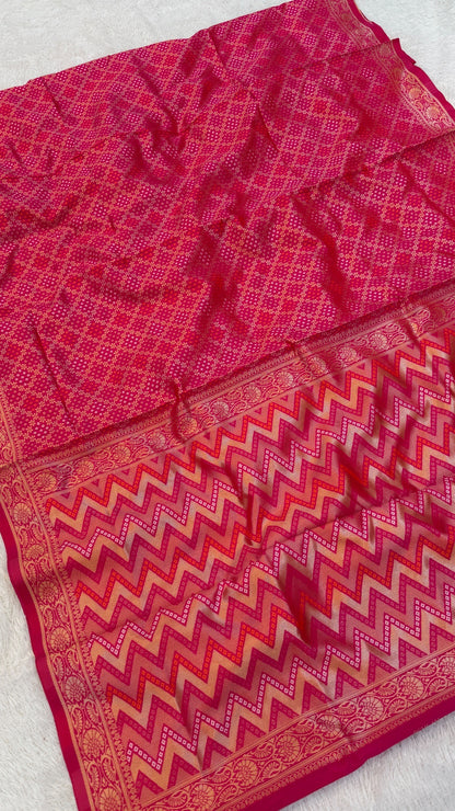 Soft Silk Jungalo Bandhani Saree