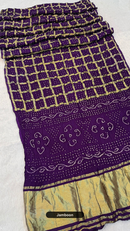 Real Bandhej Gharchola Saree By Kutchi Artisnas
